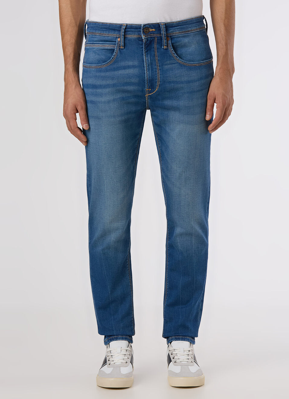 Men Blue Mid Rise Slim Fit Gymindigo Jeans, , large image number 2