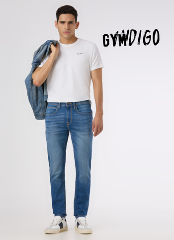 Men Blue Mid Rise Slim Fit Gymindigo Jeans