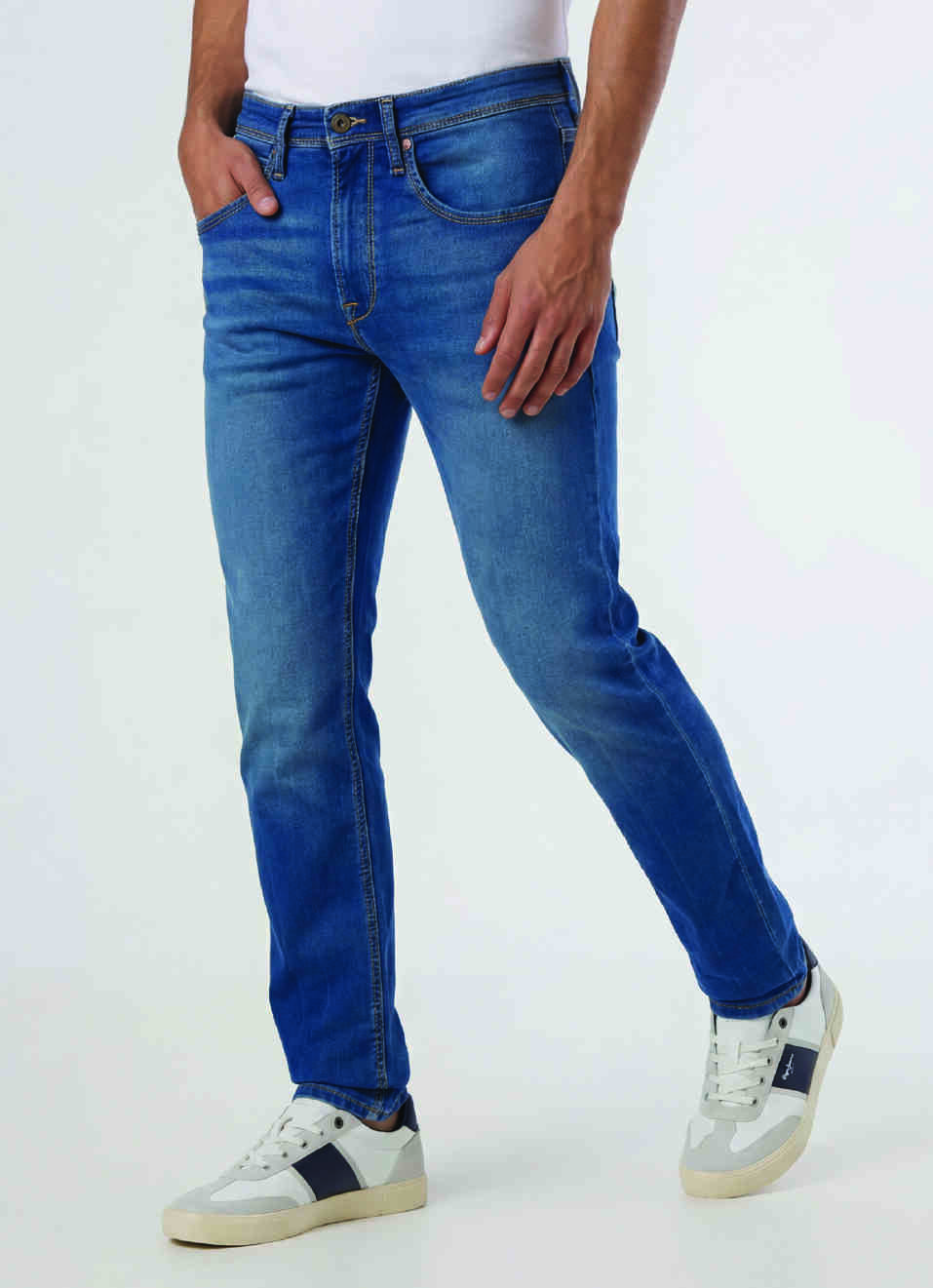 Men Blue Mid Rise Slim Fit Gymindigo Jeans, , large image number 0