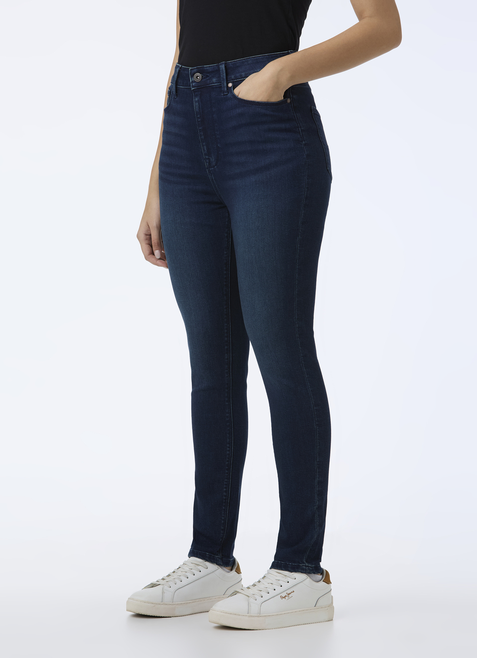 Women Dark Blue High Rise Skinny Fit Powerflex Jeans, , large image number 3