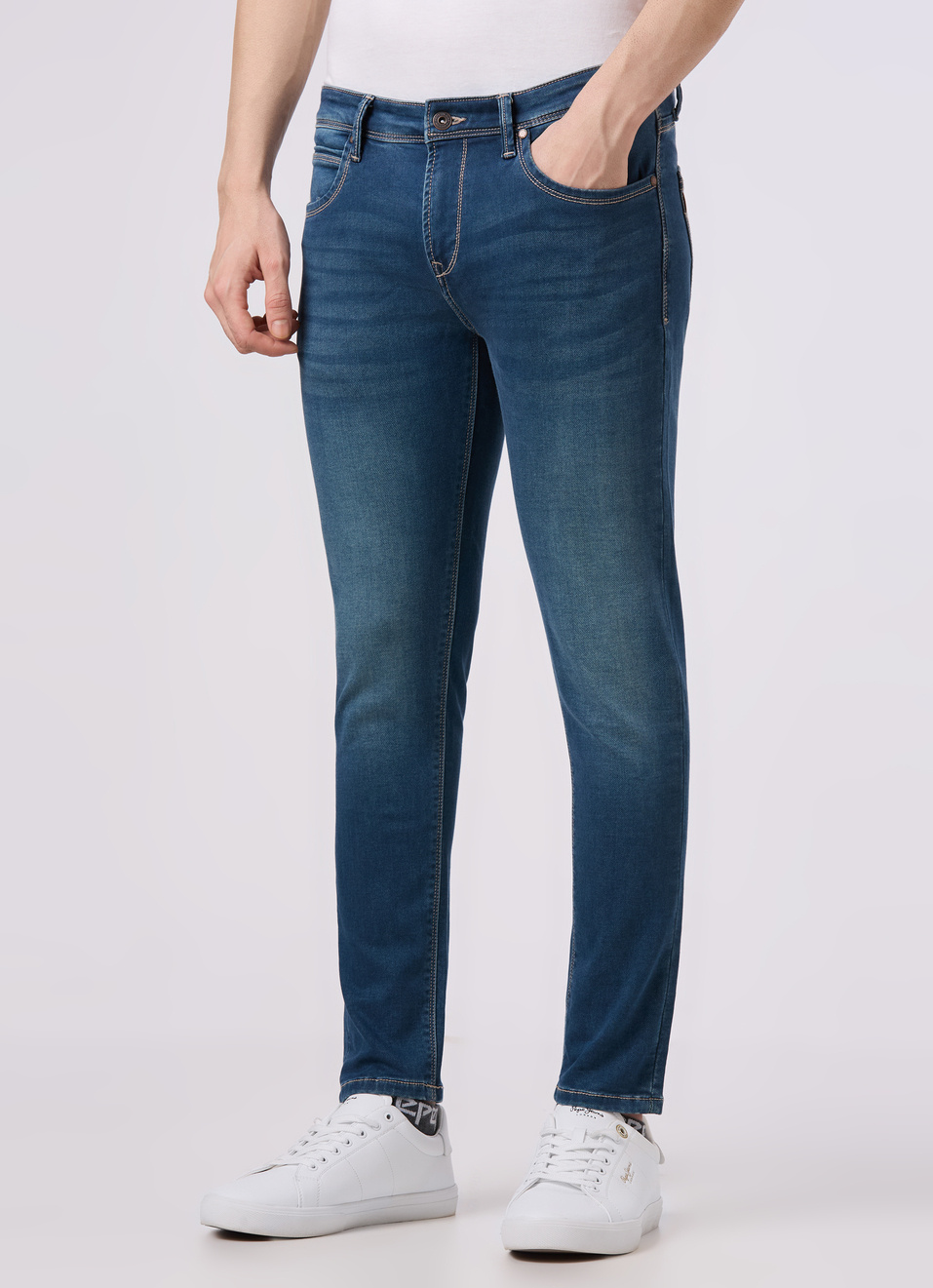 Men Blue Skinny Fit Ankle-length Gymindigo Jeans, , large image number 3