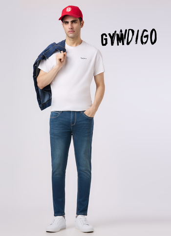 Men Blue Skinny Fit Ankle-length Gymindigo Jeans