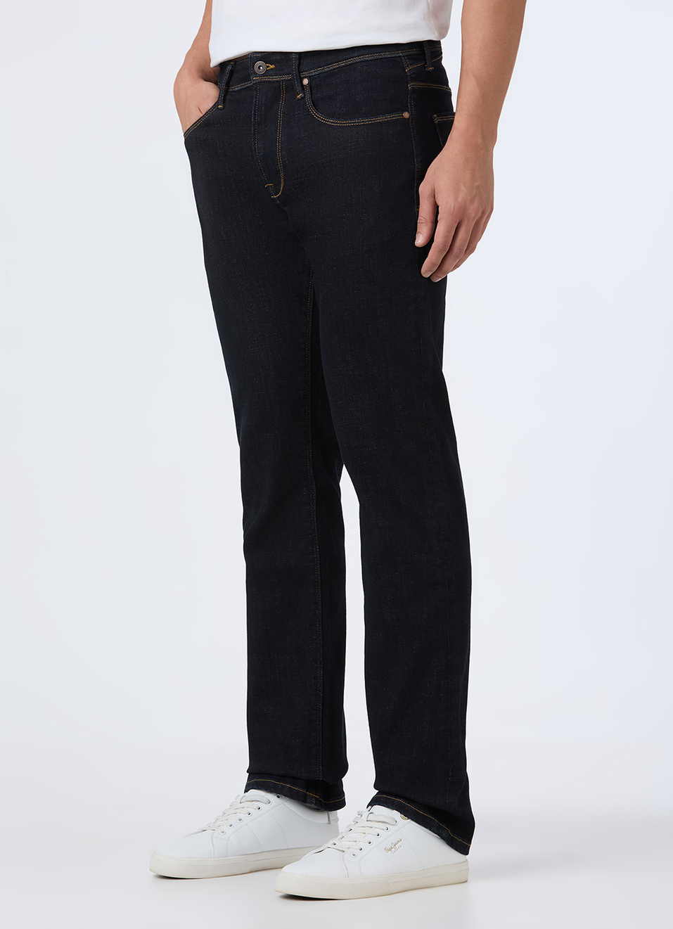 Men Dark Indigo Straight Fit Stretchable Jeans, , large image number 4