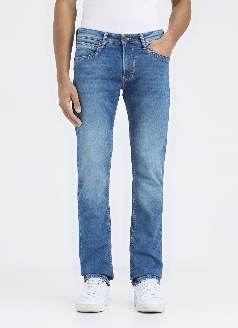 Men Green Mid Rise Slim Fit Gymindigo Jeans, , large image number 1