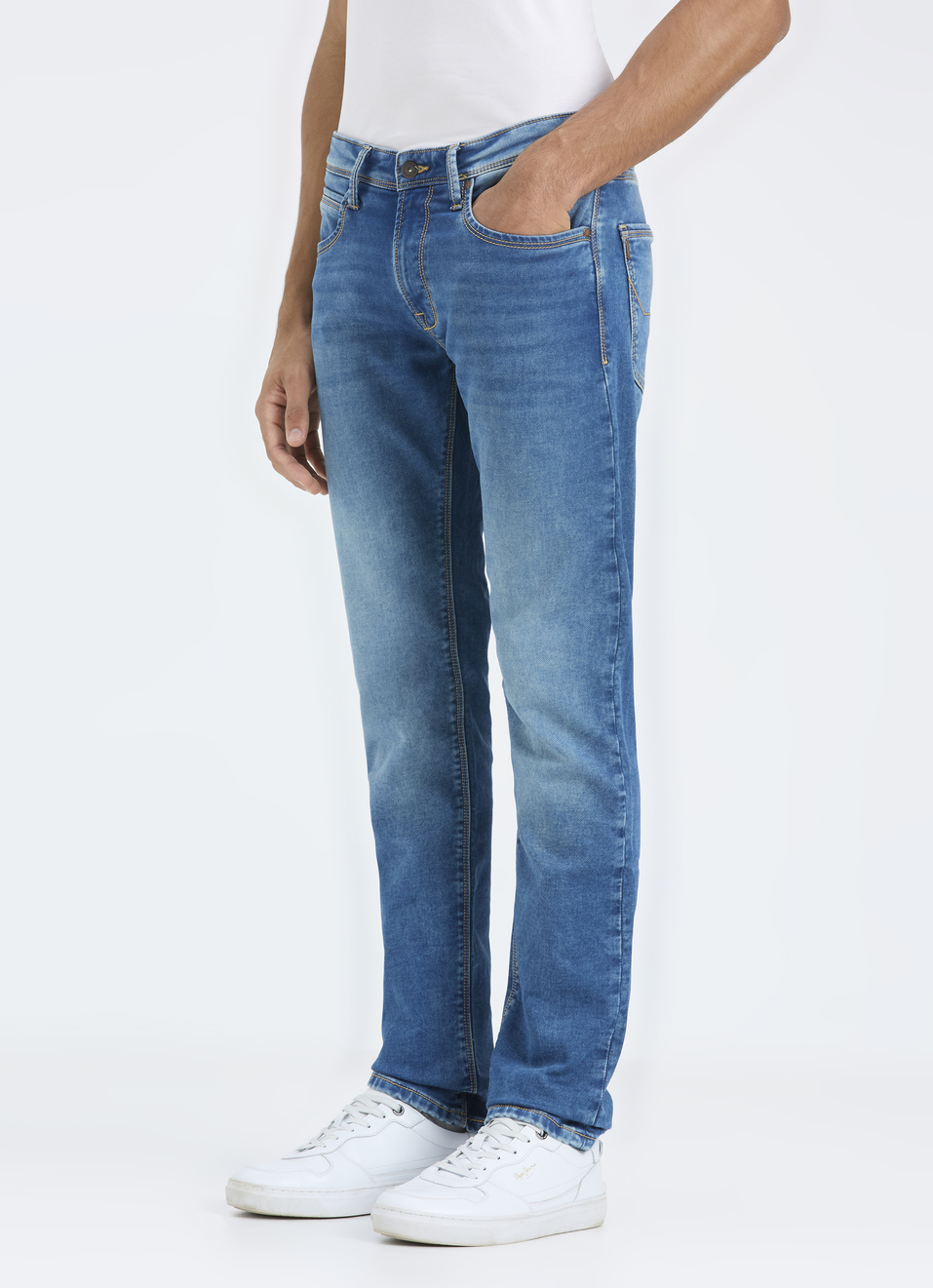 Men Green Mid Rise Slim Fit Gymindigo Jeans, , large image number 3