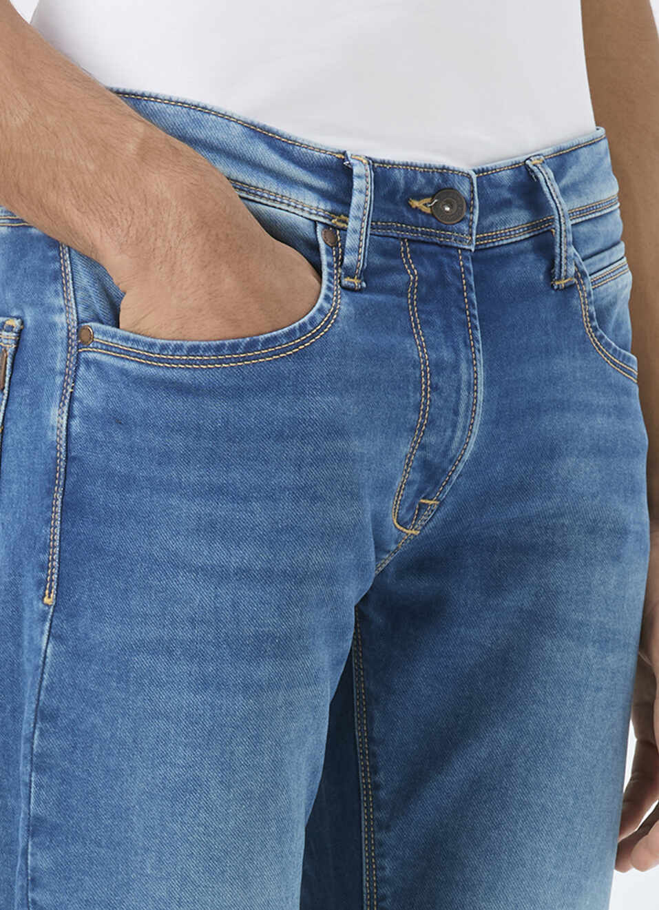 Men Green Mid Rise Slim Fit Gymindigo Jeans, , large image number 4