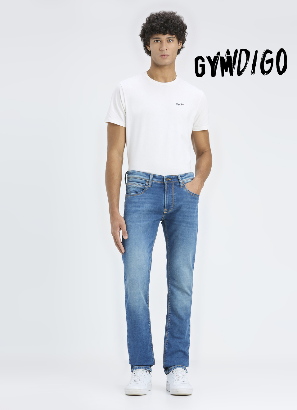 Men Green Mid Rise Slim Fit Gymindigo Jeans, , large image number 0