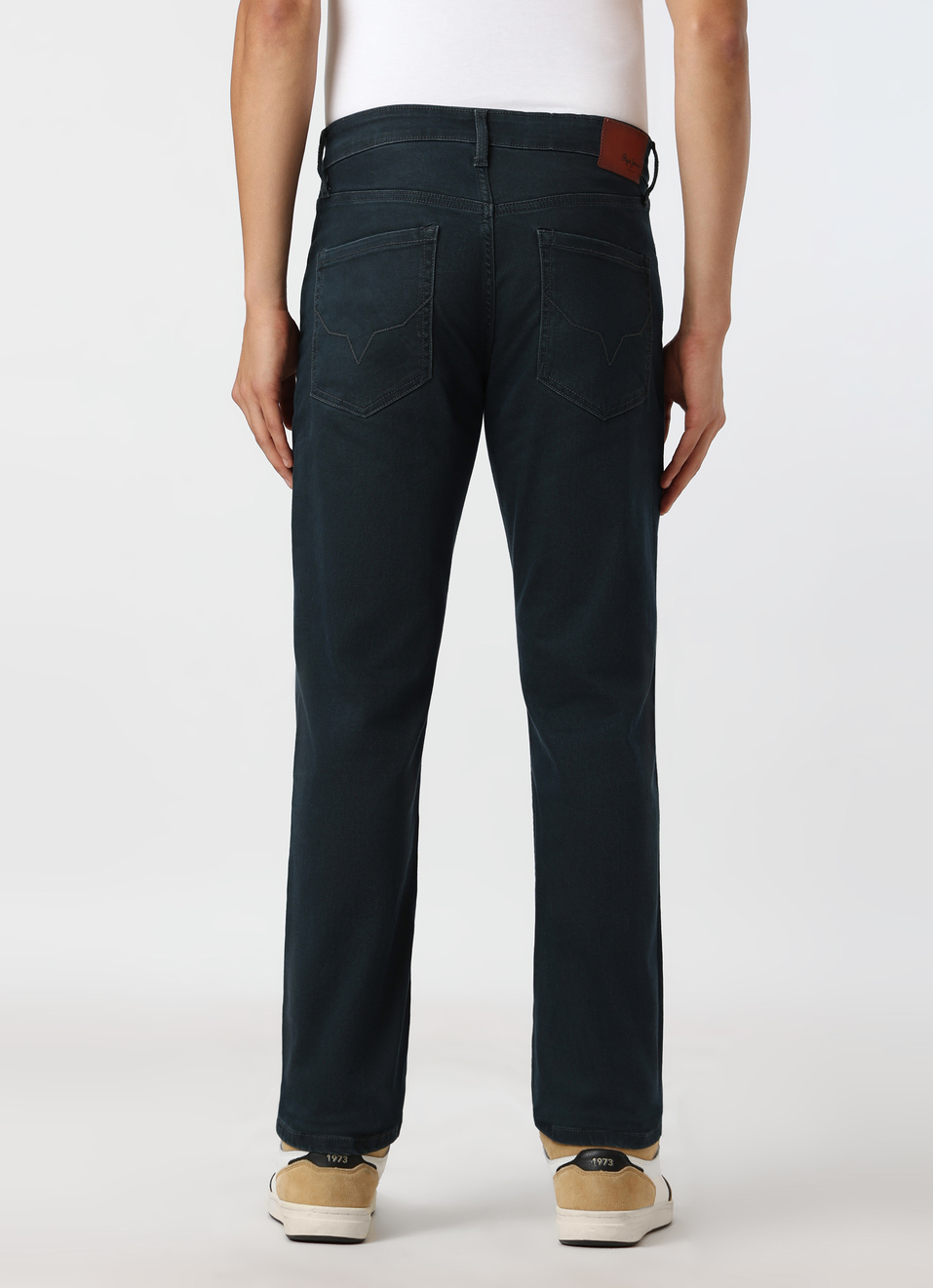Men Dark Blue Mid Rise Straight Fit Stretchable Jeans, , large image number 2