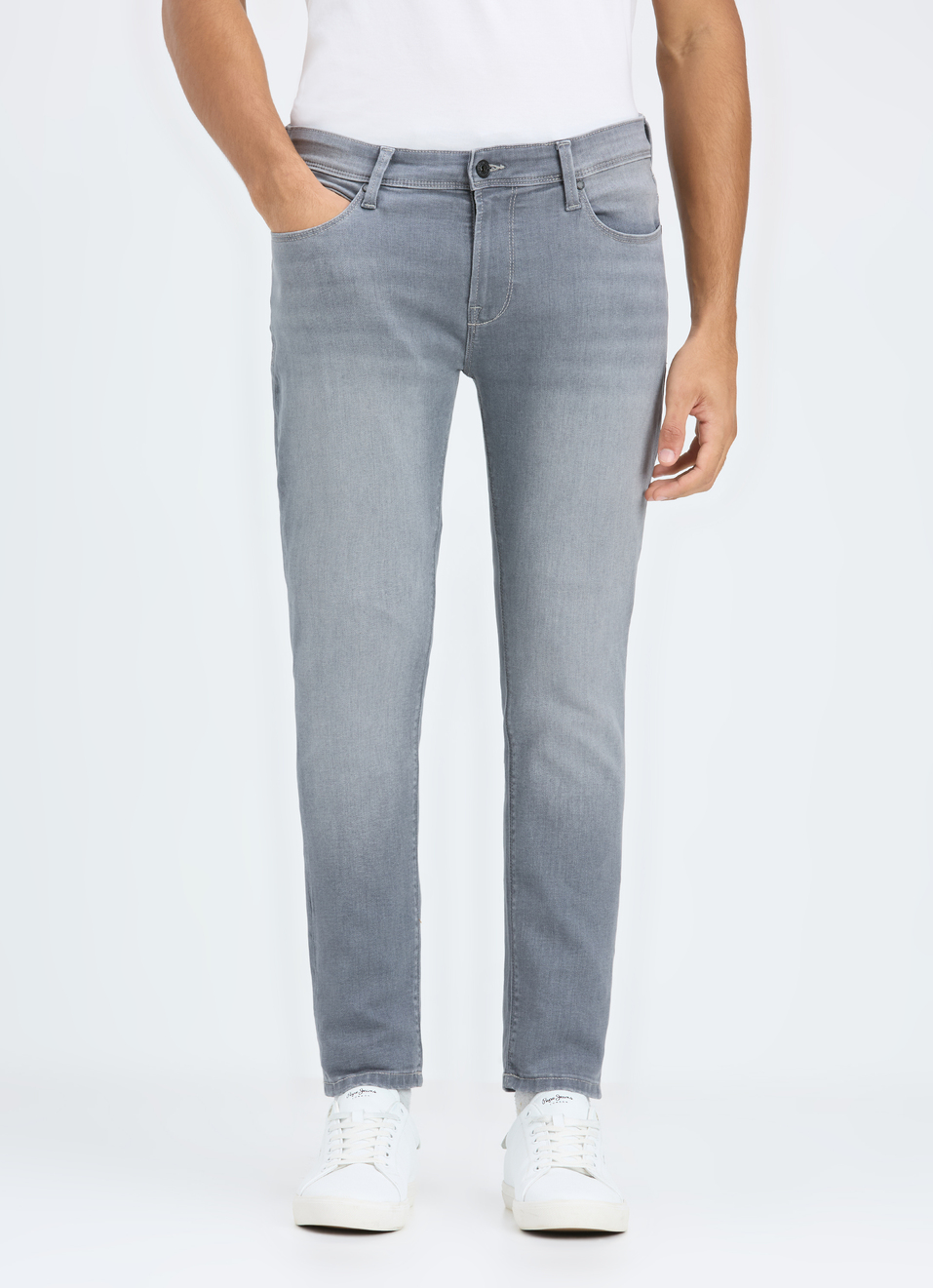 Men Grey Skinny Fit Ankle-length Powerflex Jeans, , large image number 1