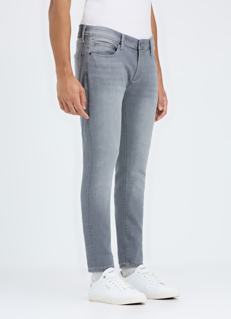 Men Grey Skinny Fit Ankle-length Powerflex Jeans, , large image number 3