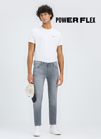 Men Grey Skinny Fit Ankle-length Powerflex Jeans