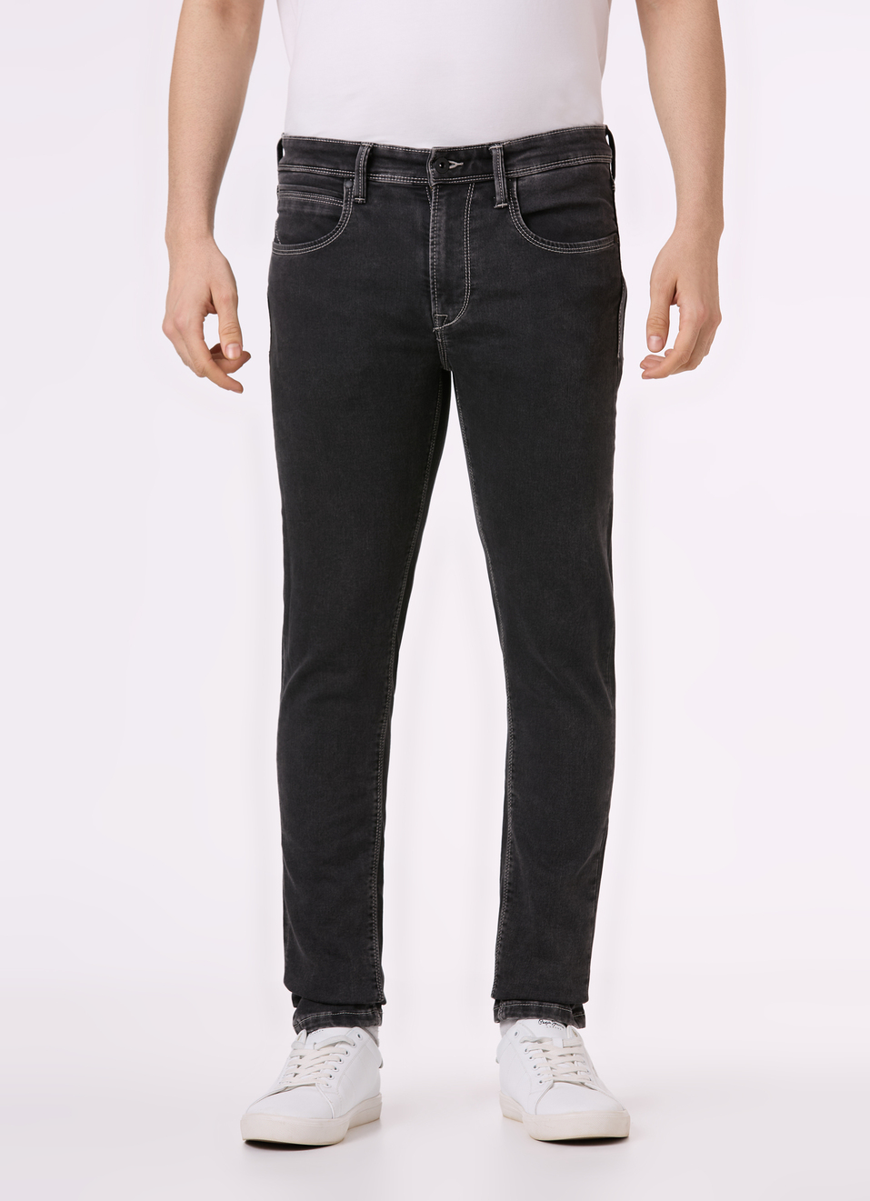 Men Black Mid Rise Slim Fit Gymindigo Jeans, , large image number 1