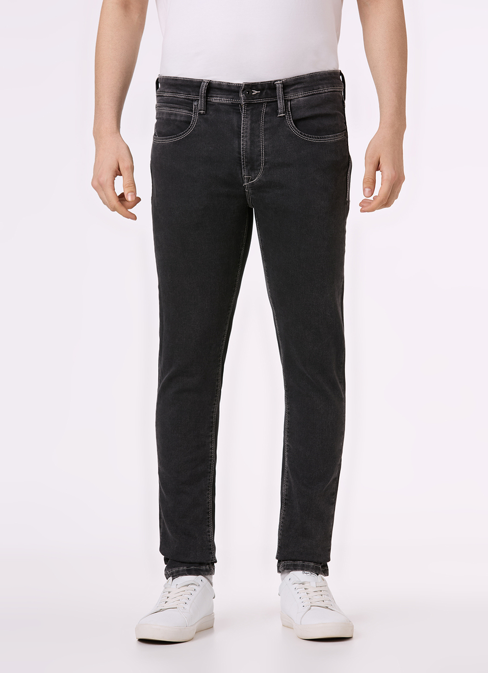 Men Black Mid Rise Slim Fit Gymindigo Jeans, , large image number 2