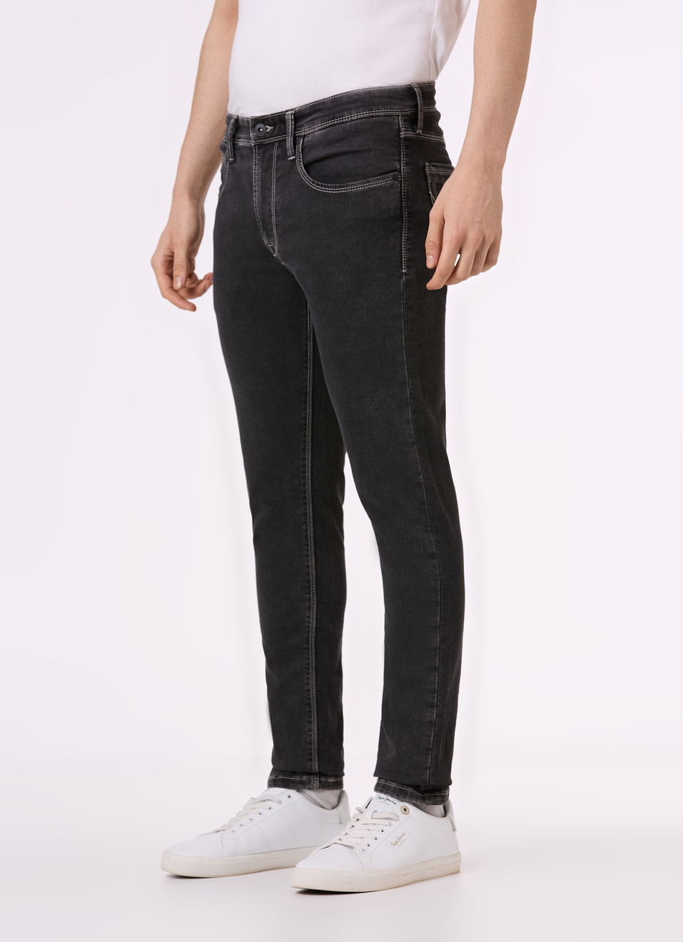 Men Black Mid Rise Slim Fit Gymindigo Jeans, , large image number 3