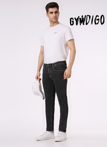 Men Black Mid Rise Slim Fit Gymindigo Jeans