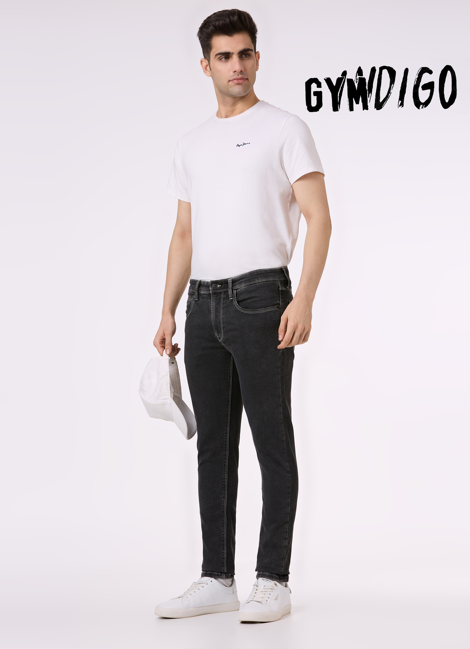 Men Black Mid Rise Slim Fit Gymindigo Jeans, , large image number 0