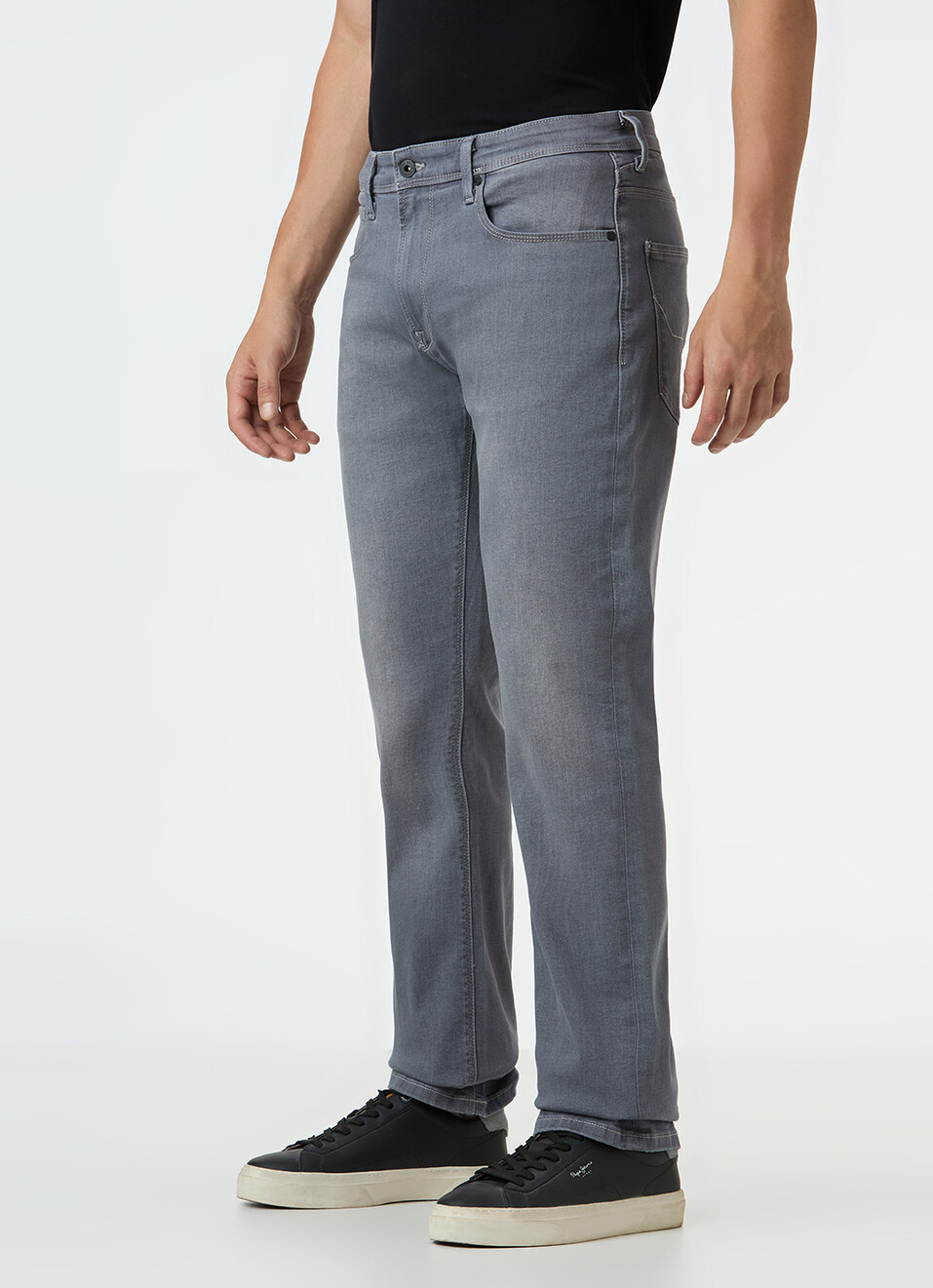 Men Grey Mid Rise Straight Fit Powerflex Jeans, , large image number 5