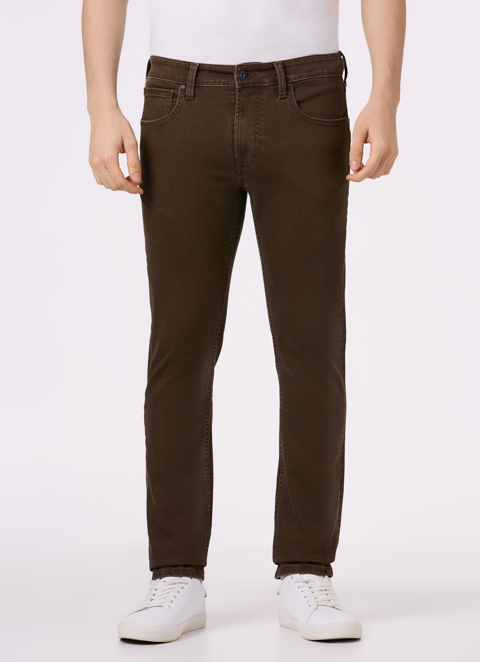 Men Brown Mid Rise Slim Fit Stretchable Jeans, , large image number 1