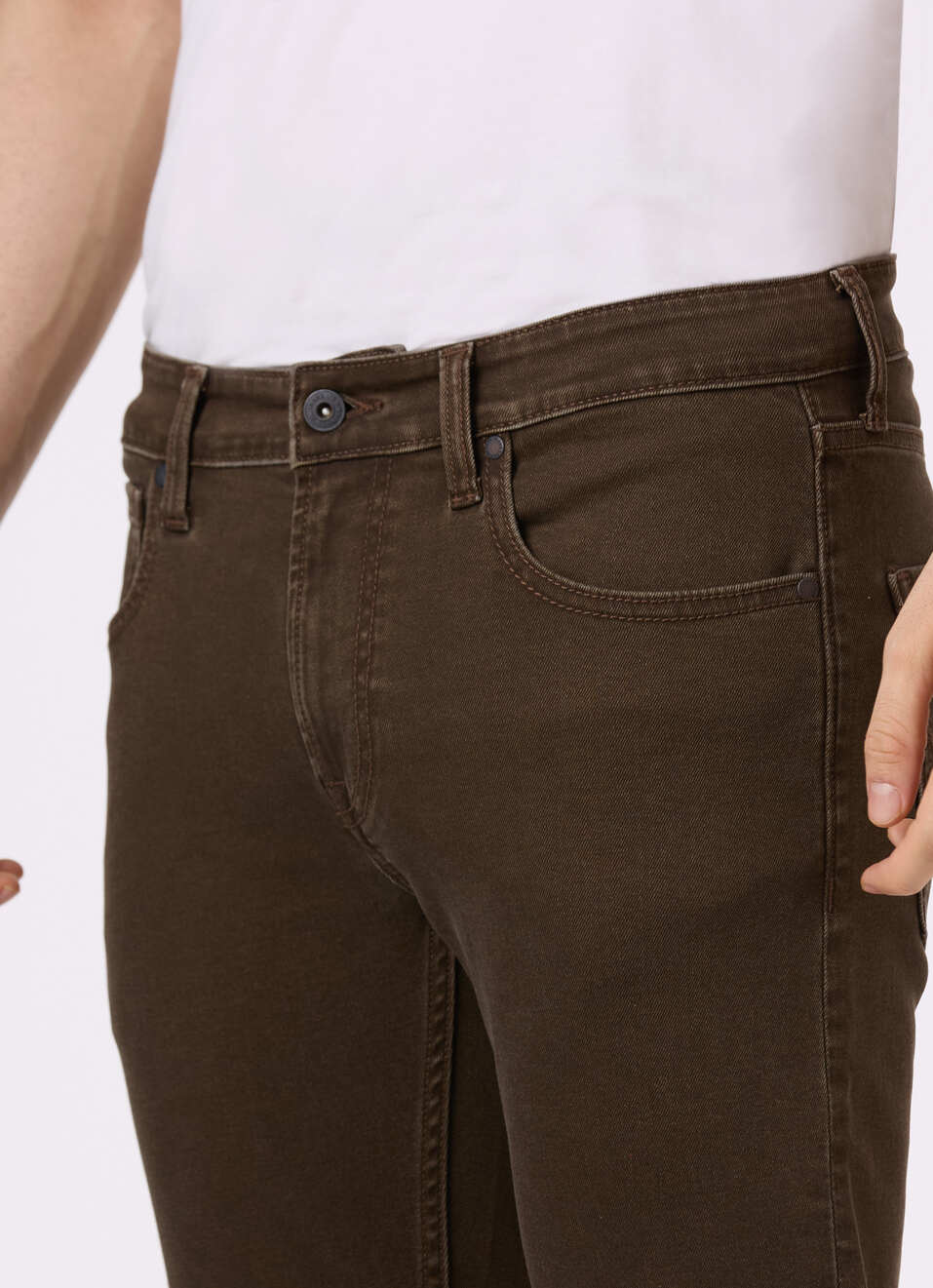 Men Brown Mid Rise Slim Fit Stretchable Jeans, , large image number 4