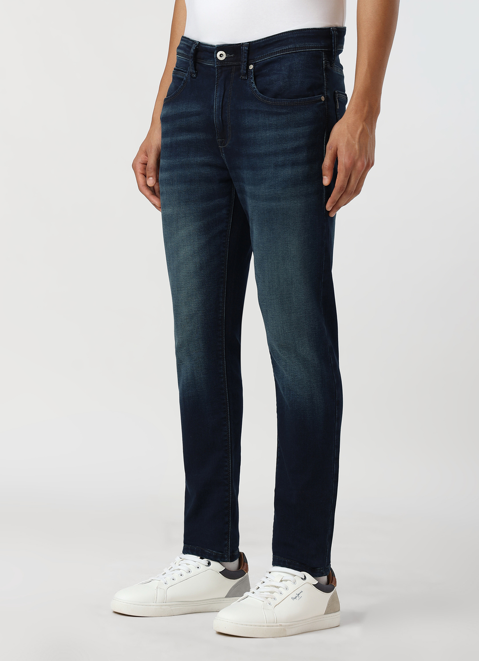 Men Dark Blue Mid Rise Slim Fit Gymindigo Jeans, , large image number 3