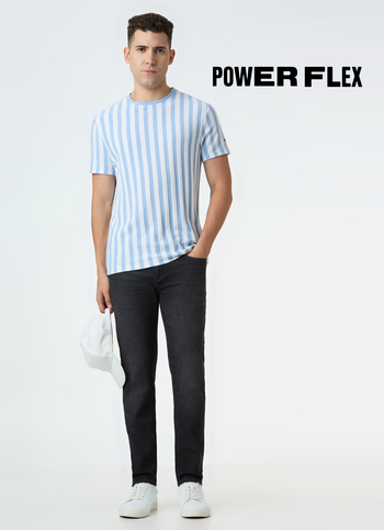 Men Black Skinny Fit Ankle-length Powerflex Jeans