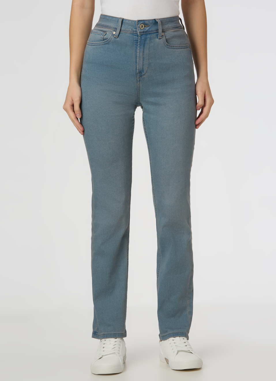 Women Light Blue High Rise Straight Fit Powerflex Jeans, , large image number 1