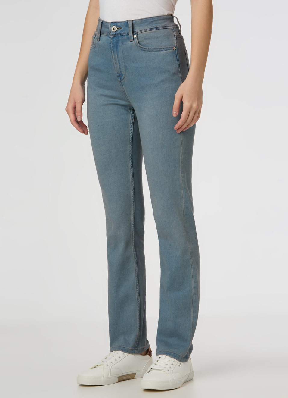 Women Light Blue High Rise Straight Fit Powerflex Jeans, , large image number 3