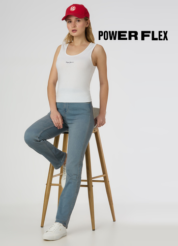 Women Light Blue High Rise Straight Fit Powerflex Jeans