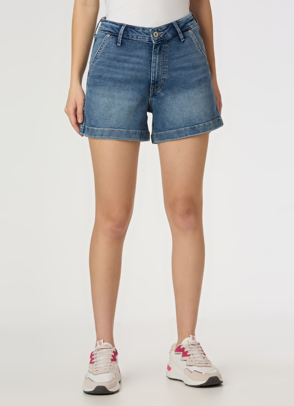 Women Blue High Rise Regular Fit Denim Shorts, , large image number 1