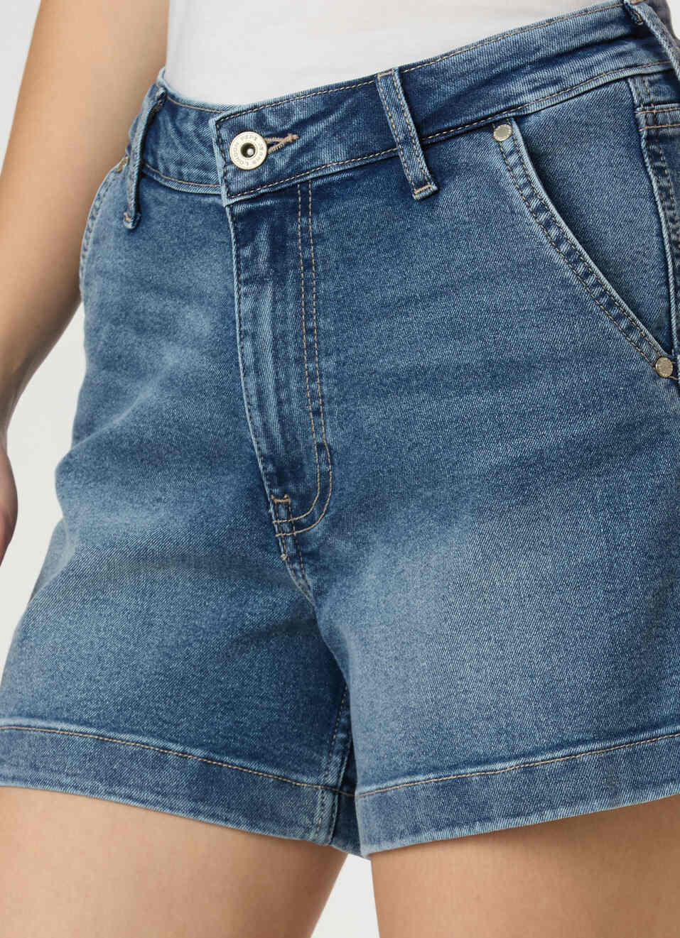 Women Blue High Rise Regular Fit Denim Shorts, , large image number 4