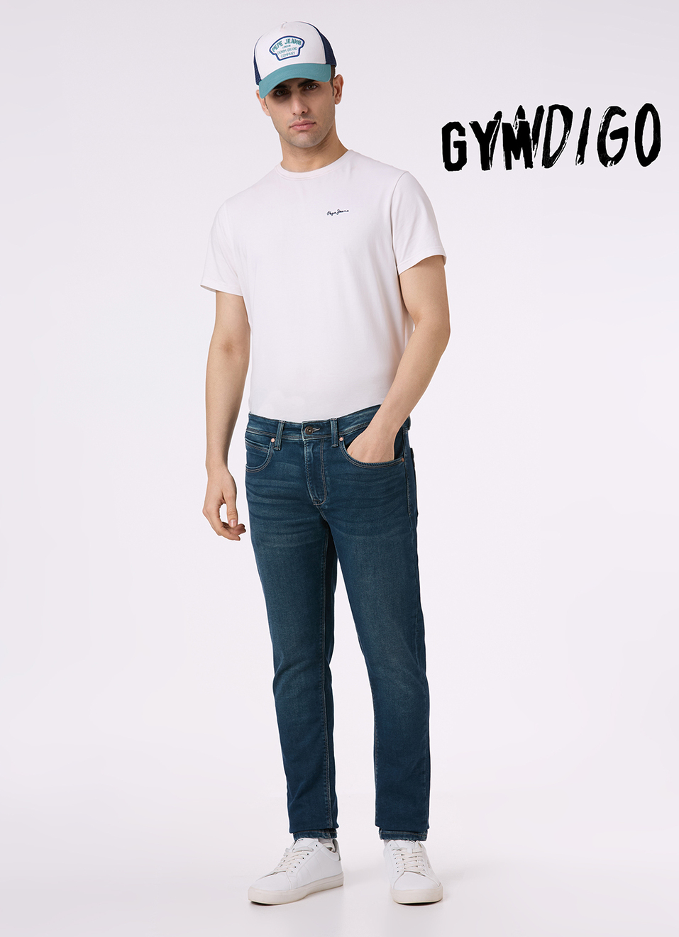 Men Green Mid Rise Slim Fit Gymindigo Jeans, , large image number 1