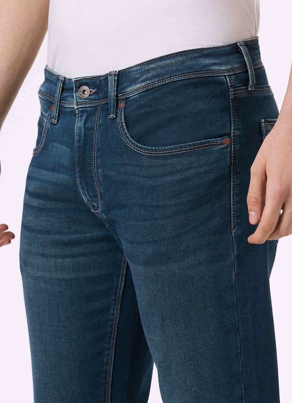 Men Green Mid Rise Slim Fit Gymindigo Jeans, , large image number 3