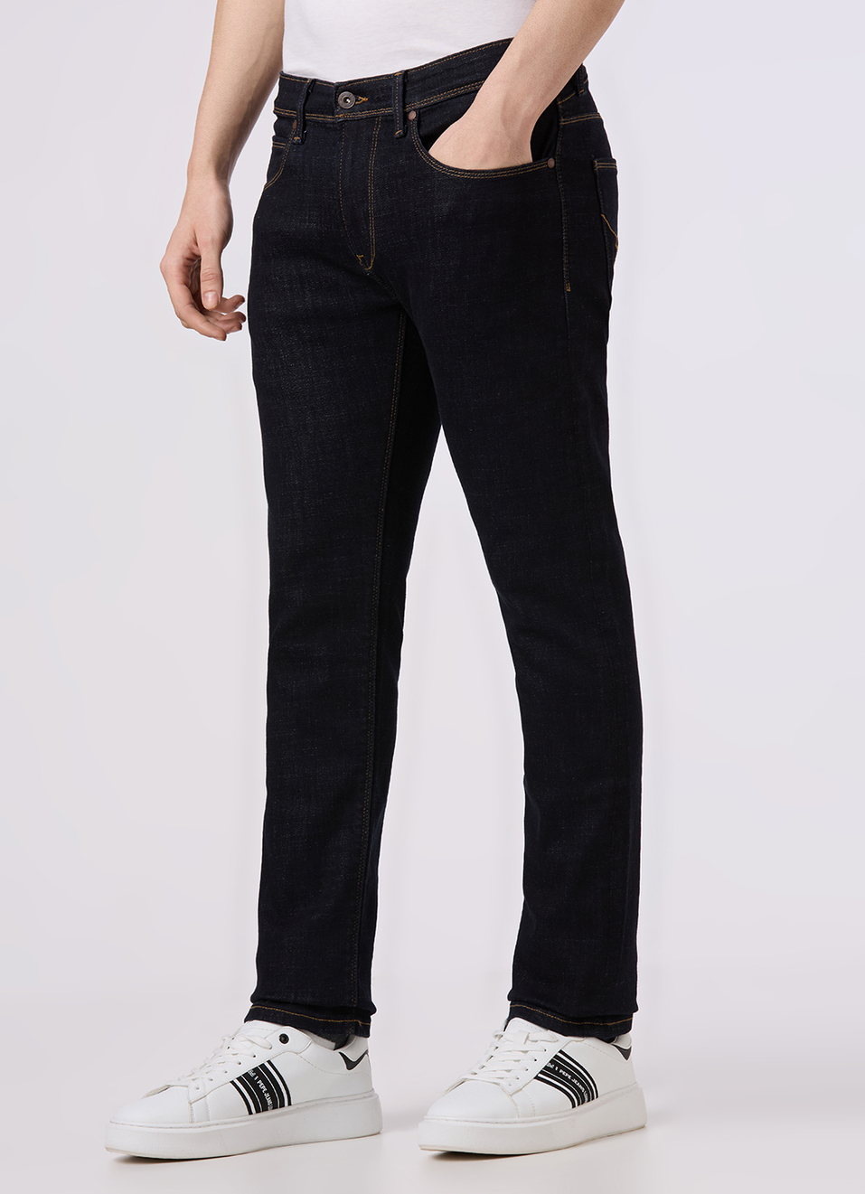 Men Raw Mid Rise Slim Fit Powerflex Jeans, , large image number 4