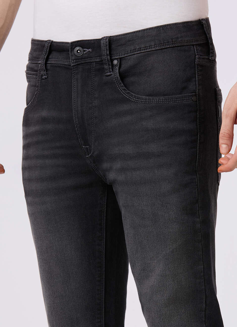 Men Black Mid Rise Slim Fit Gymindigo Jeans, , large image number 2