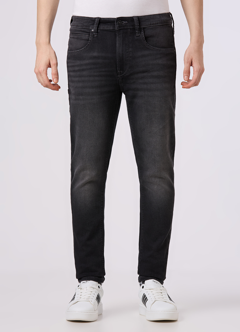 Men Black Mid Rise Slim Fit Gymindigo Jeans, , large image number 5