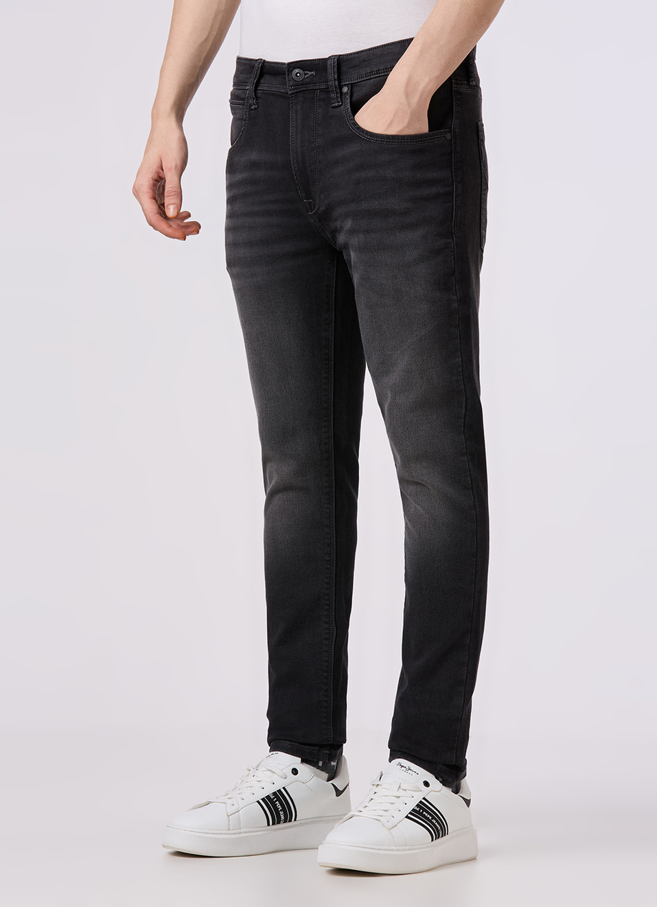 Men Black Mid Rise Slim Fit Gymindigo Jeans, , large image number 6