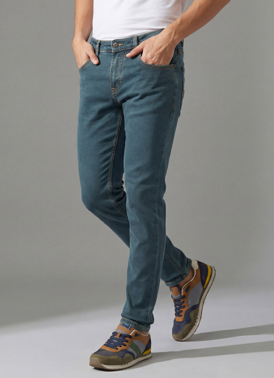 Men Blue Low Rise Slim Fit Stretchable Jeans, , large image number 0