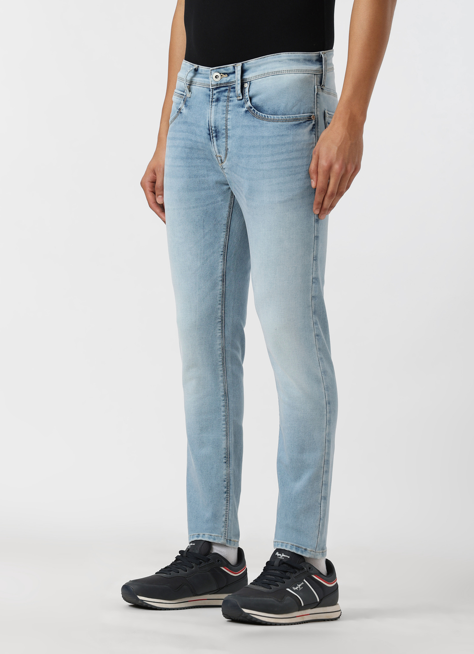 Men Light Blue Mid Rise Slim Fit Gymindigo Jeans, , large image number 3