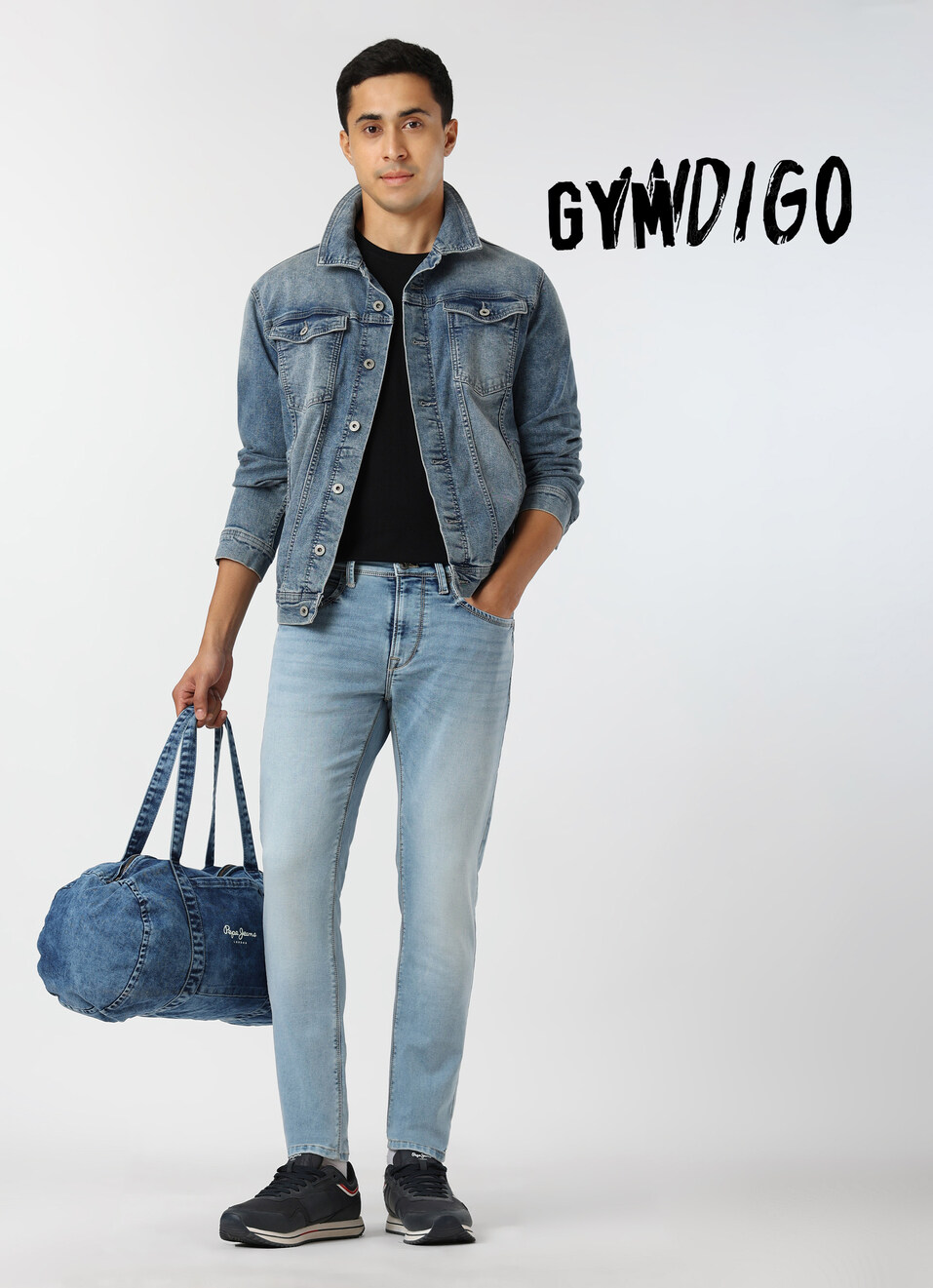 Men Light Blue Mid Rise Slim Fit Gymindigo Jeans, , large image number 0