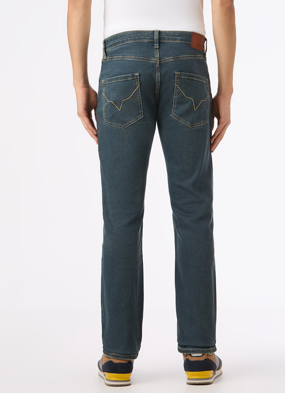 Men Blue Mid Rise Straight Fit Stretchable Jeans, , large image number 2