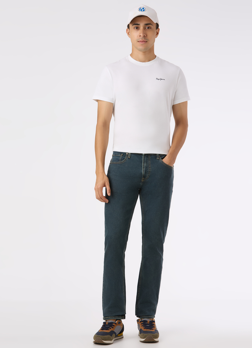 Men Blue Mid Rise Straight Fit Stretchable Jeans, , large image number 0