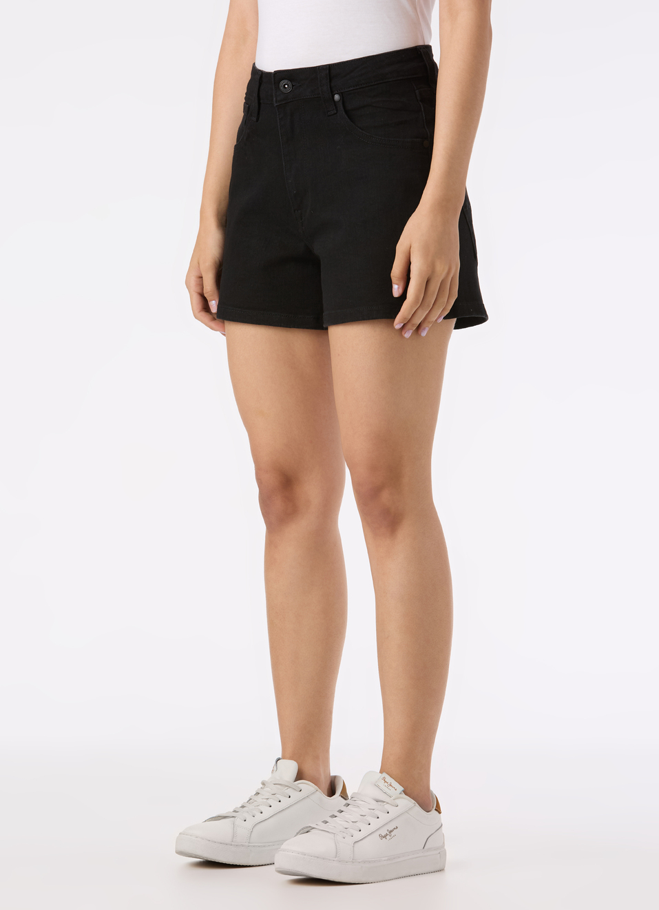 Women Black High Rise Regular Fit Denim Short, , large image number 3