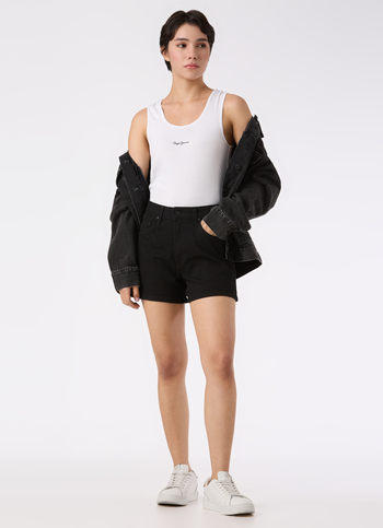 Women Black High Rise Regular Fit Denim Short