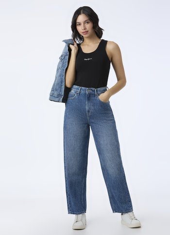 Women Blue High Rise Barrel Fit Tapered Leg Jeans