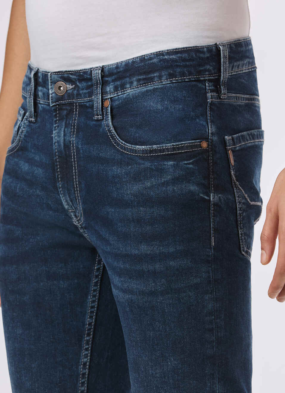 Men Blue Mid Rise Slim Fit Stretchable Jeans, , large image number 4