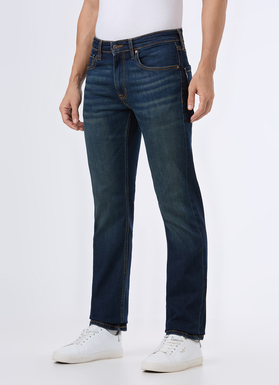 Men Tinted Blue Mid Rise Straight Fit Jeans, , large image number 3