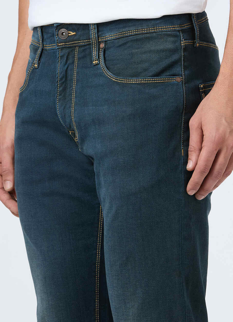 Men Blue Mid Rise Straight Fit Stretchable Jeans, , large image number 3