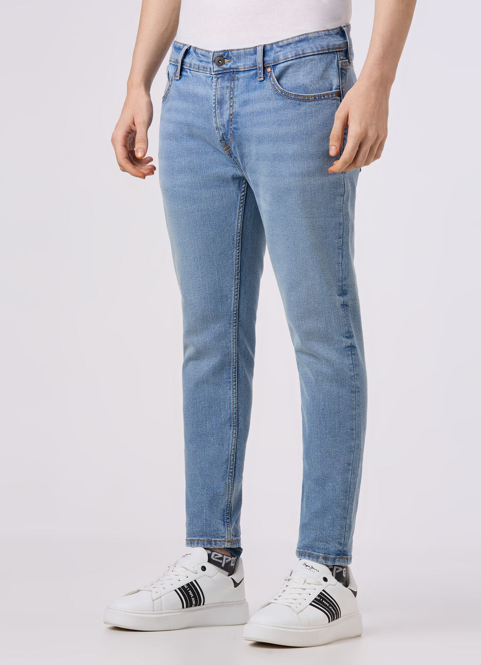 Men Light Blue Skinny Fit Ankle-length Stretchable Jeans, , large image number 3