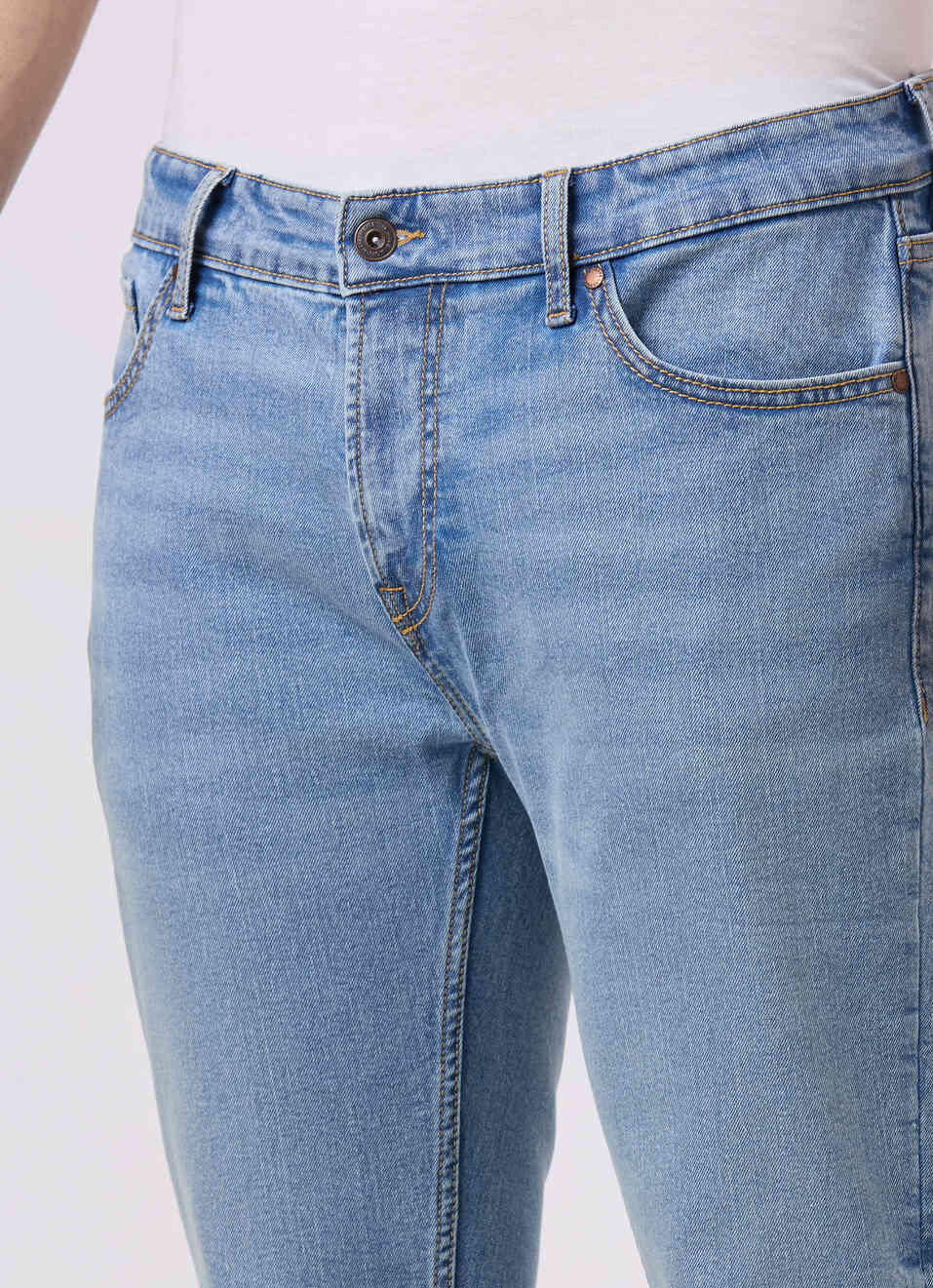 Men Light Blue Skinny Fit Ankle-length Stretchable Jeans, , large image number 4