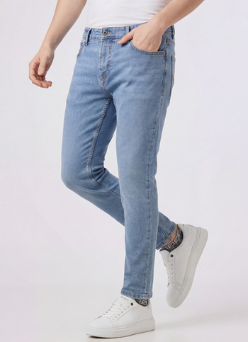 Men Light Blue Skinny Fit Ankle-length Stretchable Jeans